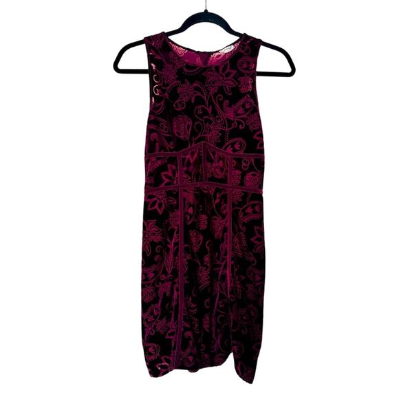 Free People Intimately Burgundy Eclectic Floral Sheath Dress Sz M - Picture 1 of 5